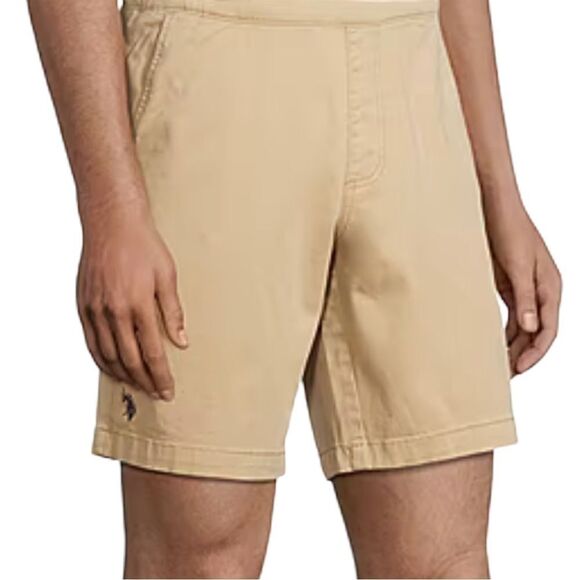 U.S. Polo Assn. Mens Jogger Short Tan Size Large - Picture 1 of 9